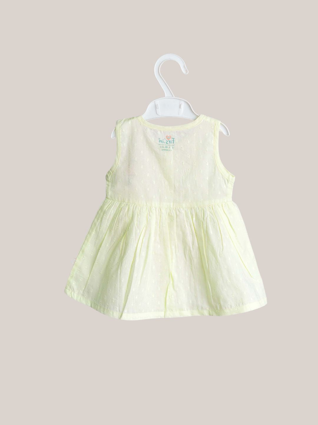 Swiss Dobby Sleeveless Casual Frock - Lime Cream