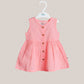 Swiss Dobby Sleeveless Casual Frock - Melon Pink