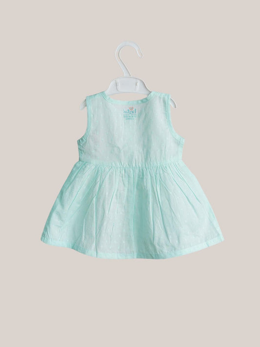 Swiss Dobby Sleeveless Casual Frock - Mint