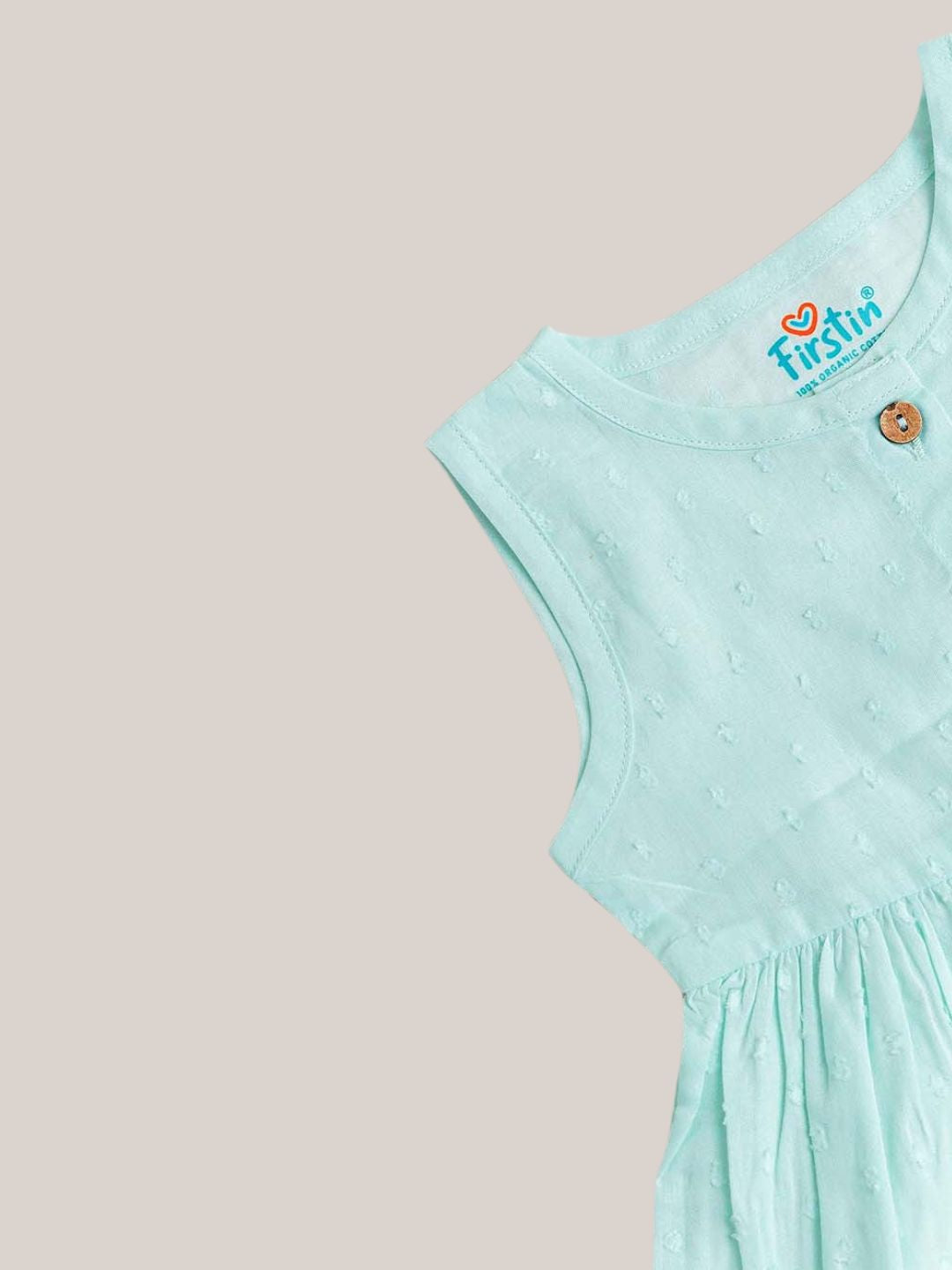 Swiss Dobby Sleeveless Casual Frock - Mint