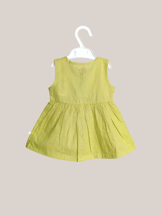 Swiss Dobby Sleeveless Casual Frock - Palm Green