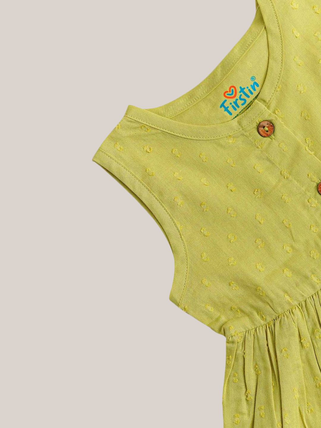 Swiss Dobby Sleeveless Casual Frock - Palm Green