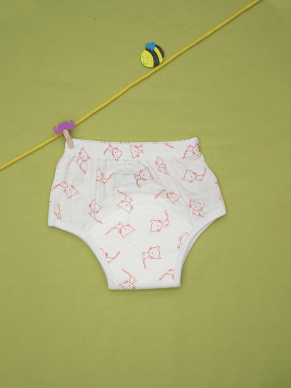 FIRSTIN Muslin Padded Underwear - White Base Cat