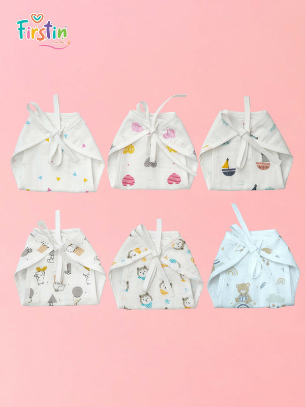 FIRSTIN Muslin Nappy 6 Pcs Combo - Pack -2