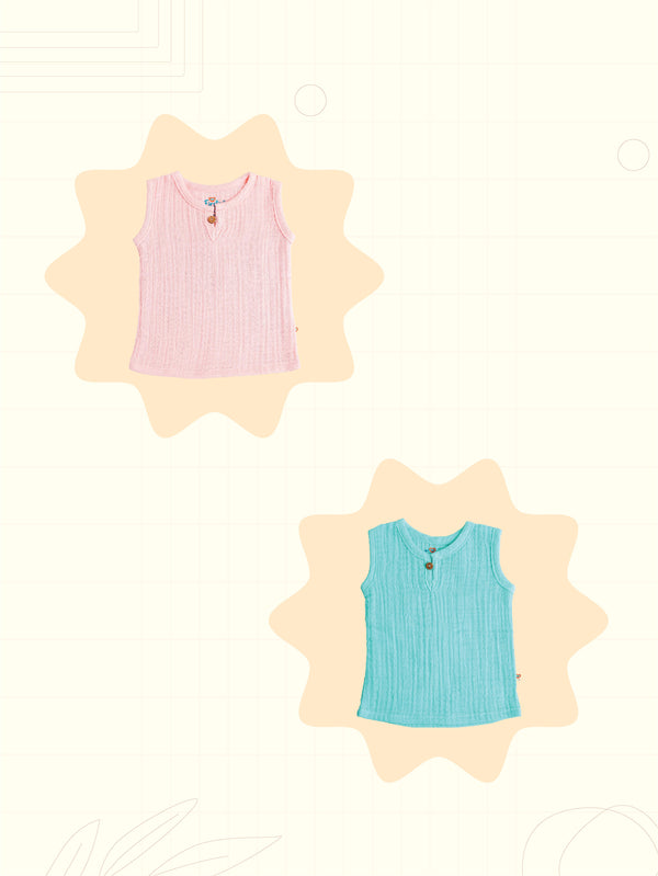 FIRSTIN Muslin Bubble Crinkle Jabla 2 PCS Combo Pack
