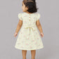 Muslin Cap Sleeve Frock - Lime Cream Anthurium