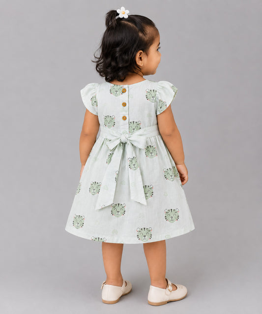 Muslin Cap Sleeve Frock - Frost Tiger Rainbow