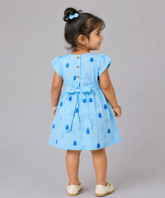 Muslin Cap Sleeve Frock - Blue Fir Tree