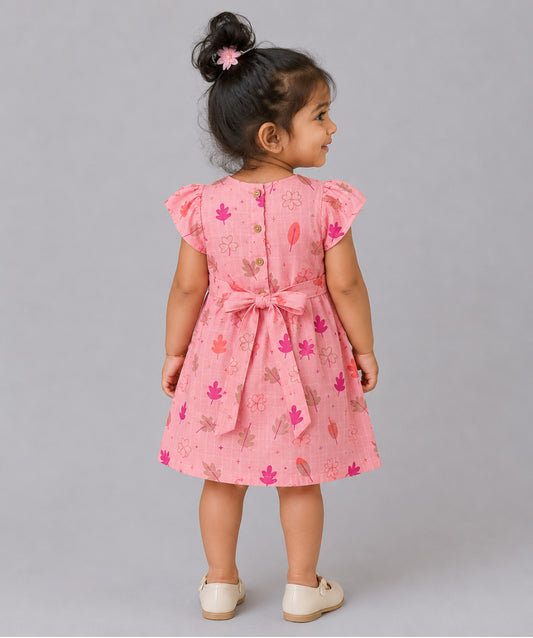 Muslin Cap Sleeve Frock - Melon Pink Maple