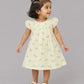 Muslin Cap Sleeve Frock - Lime Cream Anthurium