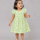 Muslin Cap Sleeve Frock - Fluo Green Buttercup