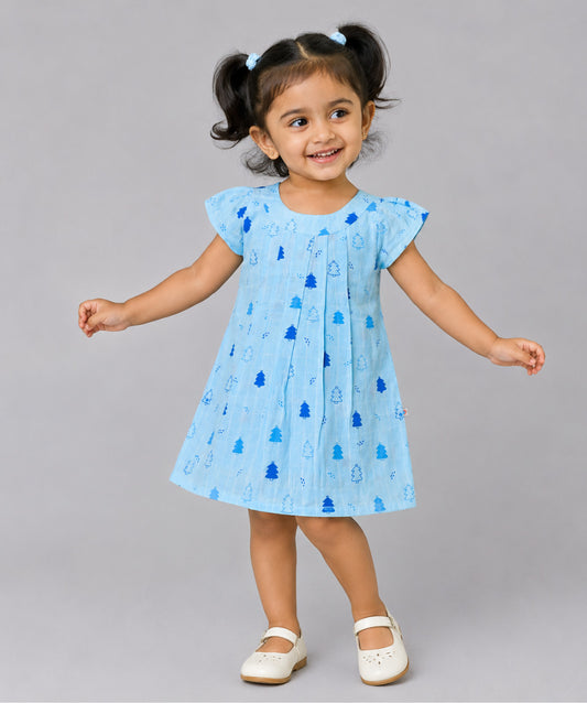 Muslin Cap Sleeve Frock - Blue Fir Tree