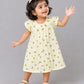 Muslin Cap Sleeve Frock - Lt. Yellow Monarch