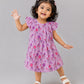 Muslin Cap Sleeve Frock - Fragrant Lilac Penguin