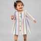 Y/D Muslin Crinkle Breezy Frock Full Sleeve - Balanced Stripe