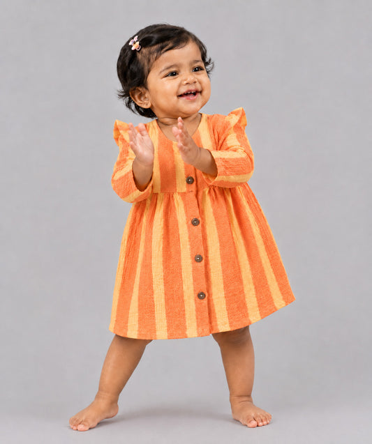 Y/D Muslin Crinkle Breezy Frock Full Sleeve - Bengal Stripe