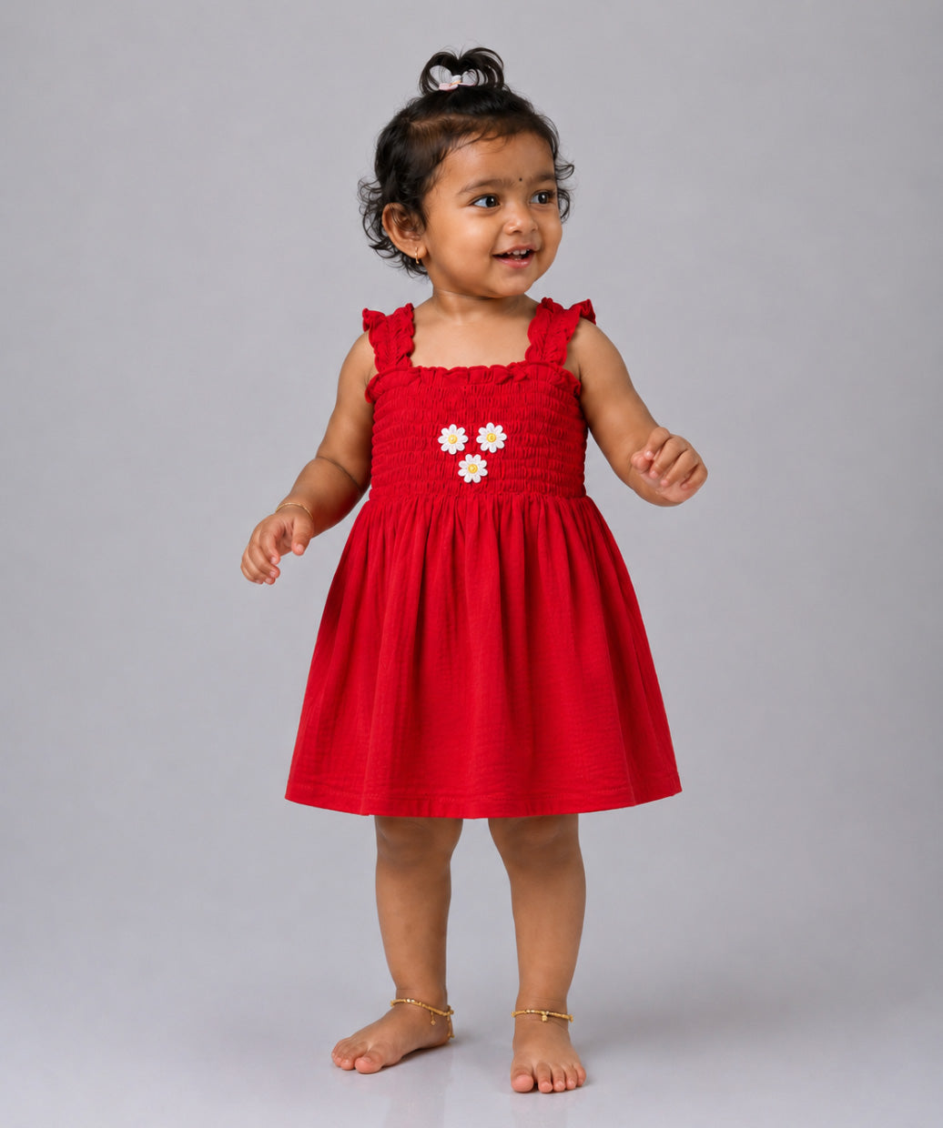 Muslin Bubble Crinkle Smocking Frock