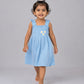 Muslin Bubble Crinkle Smocking Frock - Aqua