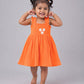Muslin Bubble Crinkle Smocking Frock - Coral Orange