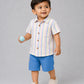 Y/D Muslin Crinkle Breezy Shirt-Shorts Set - Candy Stripe