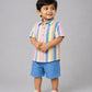 Y/D Muslin Crinkle Breezy Shirt-Shorts Set - Balanced Stripe
