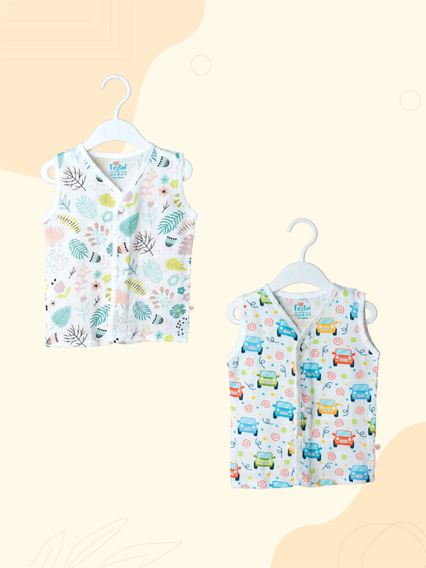FIRSTIN Muslin Jabla Sleeveless (Digital Print) 2 PCS Combo Pack