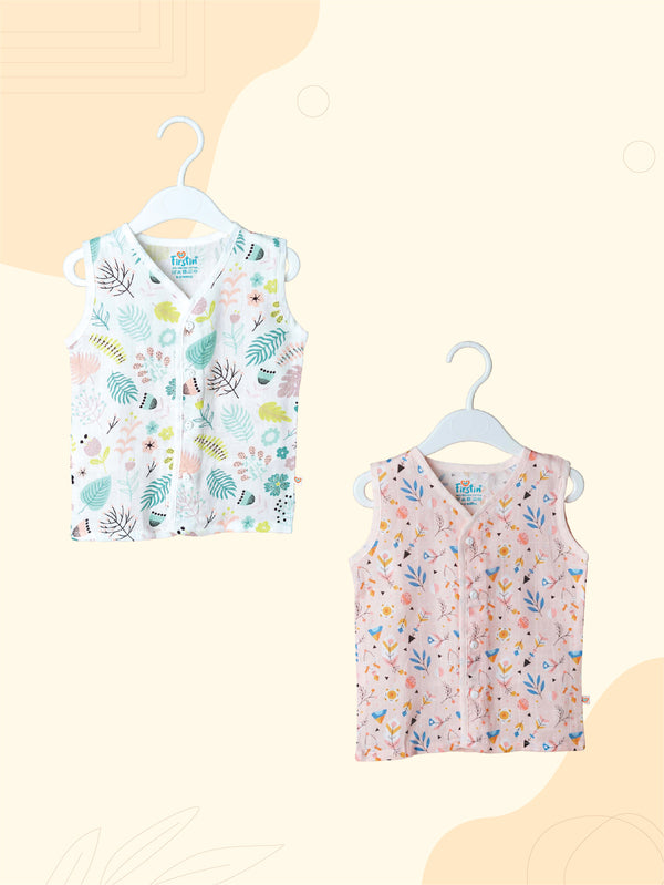 FIRSTIN Muslin Jabla Sleeveless (Digital Print) 2 PCS Combo Pack