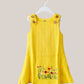 Seer Sucker Muslin Shoulder Button Frock With Embroidery DK.Yellow