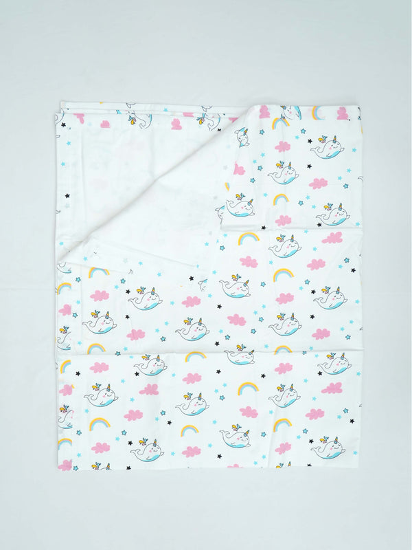 FIRSTIN Poplin Dohar (Mattress Protector/Receiving Sheet)) - Dolphin Rainbow
