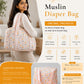 Muslin Diaper Bag Salsa Rose Daisy Cloud