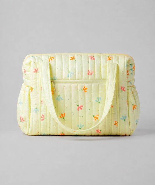 Muslin Diaper Bag  Lime cream Bloom