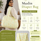 Muslin Diaper Bag  Lime cream Bloom