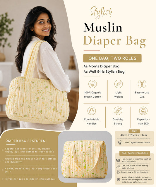 Muslin Diaper Bag  Vanilla Runner Duck