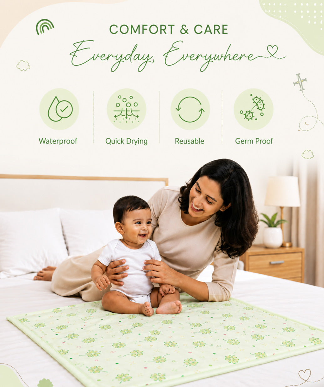 Poplin Cotton Dohar (Premium Bed Protector) - Fluo Green Buttercup