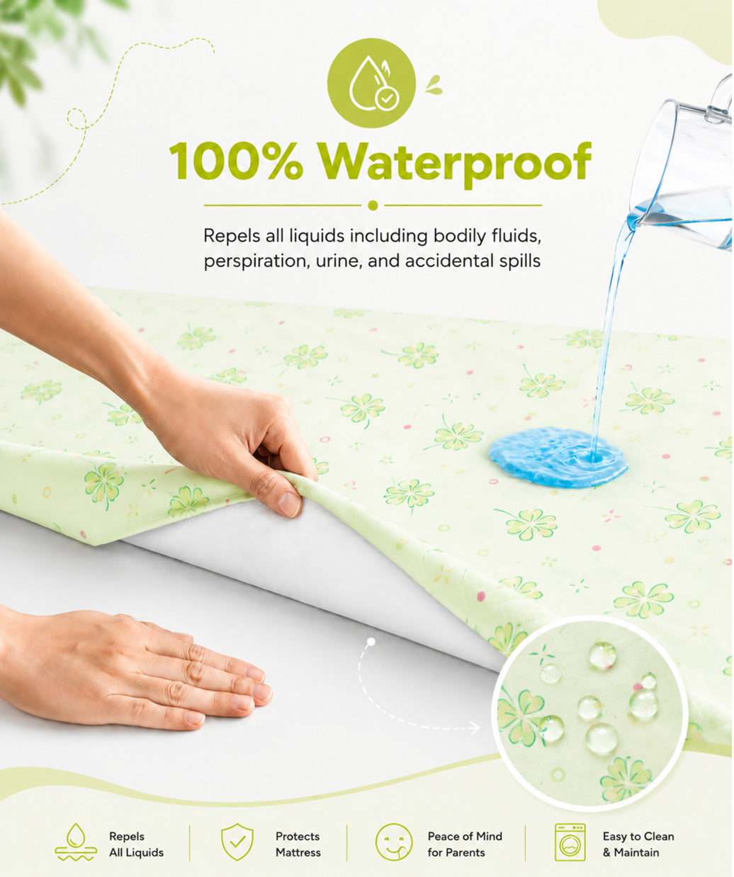 Poplin Cotton Dohar (Premium Bed Protector) - Fluo Green Buttercup