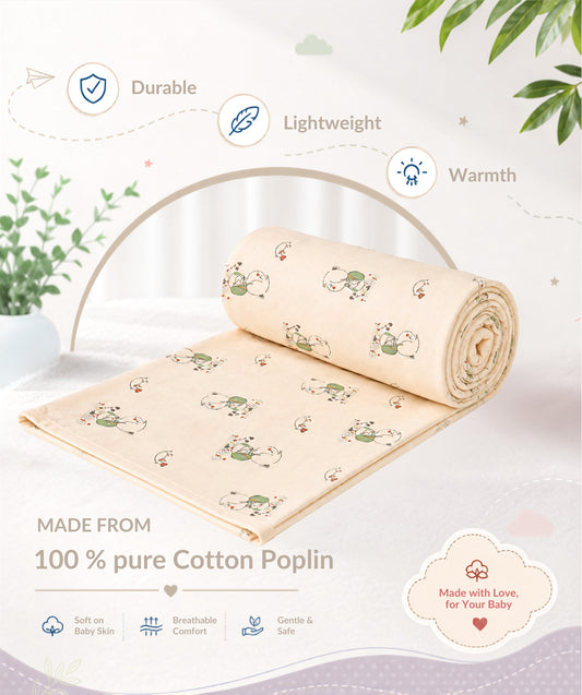 Poplin Cotton  Dohar (Premium Bed Protector) - Apricot Sherbet Backpack
