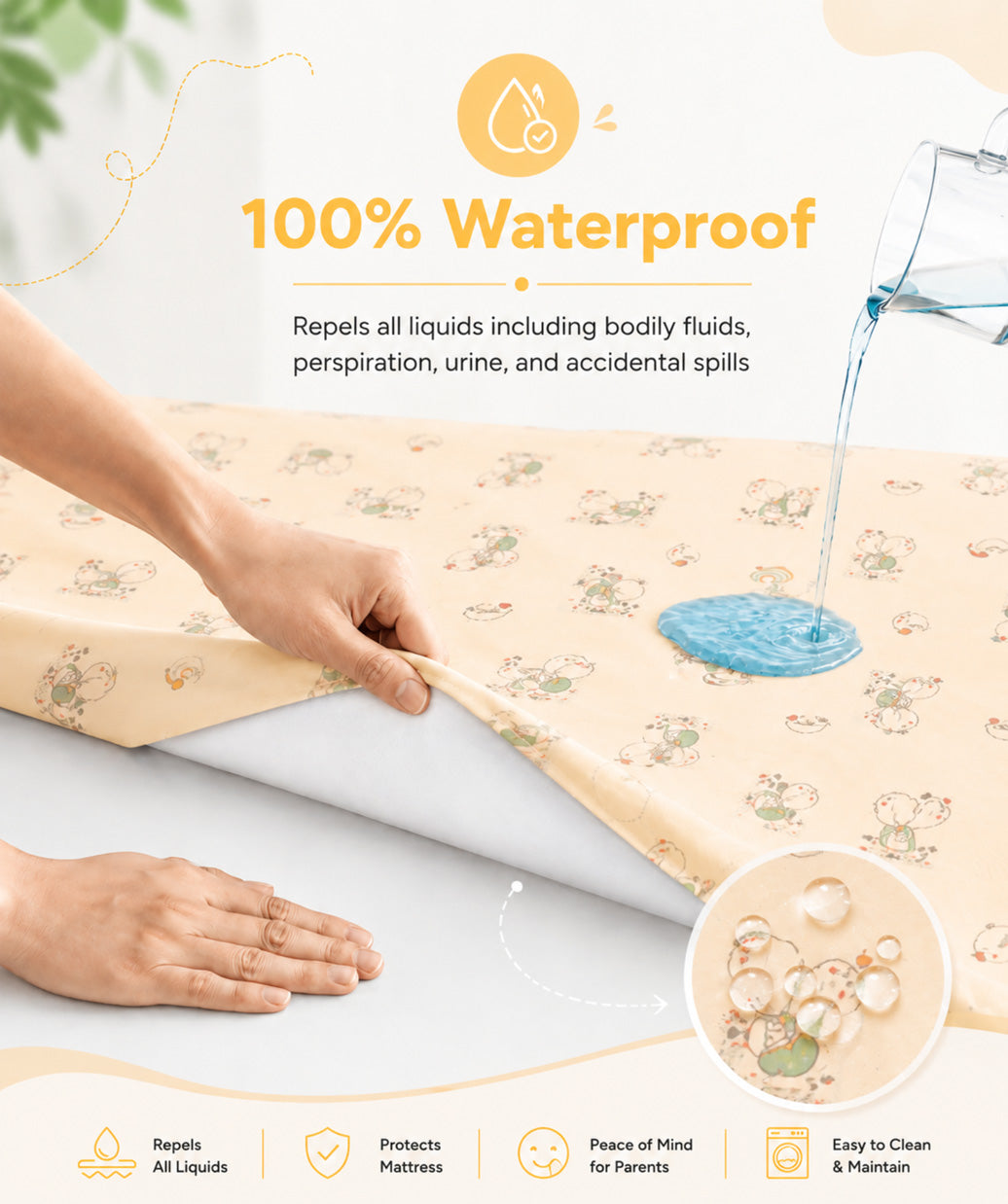 Poplin Cotton  Dohar (Premium Bed Protector) - Apricot Sherbet Backpack