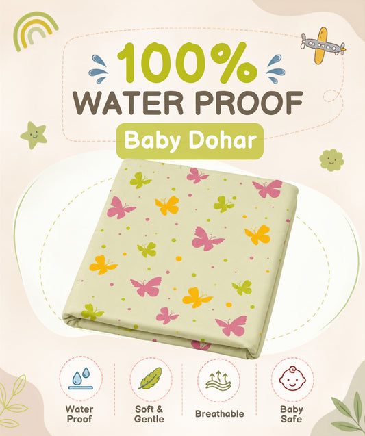 Poplin Cotton  Dohar (Premium Bed Protector) - Aloe Wash Butterfly