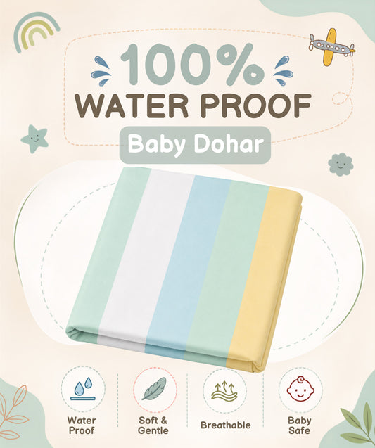 Poplin Cotton Dohar (Premium Bed Protector) - Multicolor Stripes