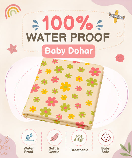 Poplin Cotton  Dohar (Premium Bed Protector) - Vanilla Petals