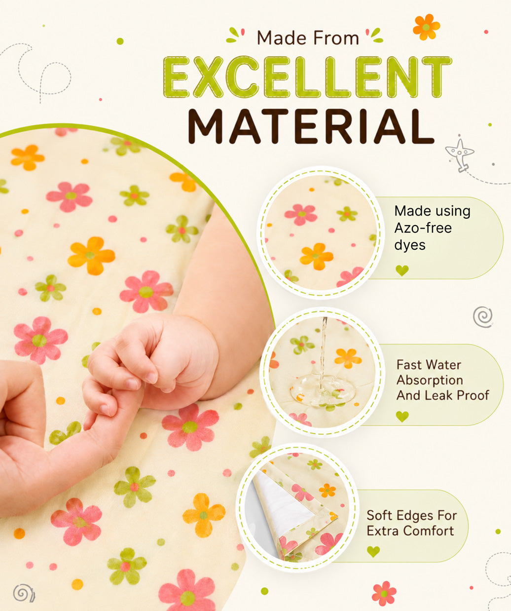 Poplin Cotton  Dohar (Premium Bed Protector) - Vanilla Petals
