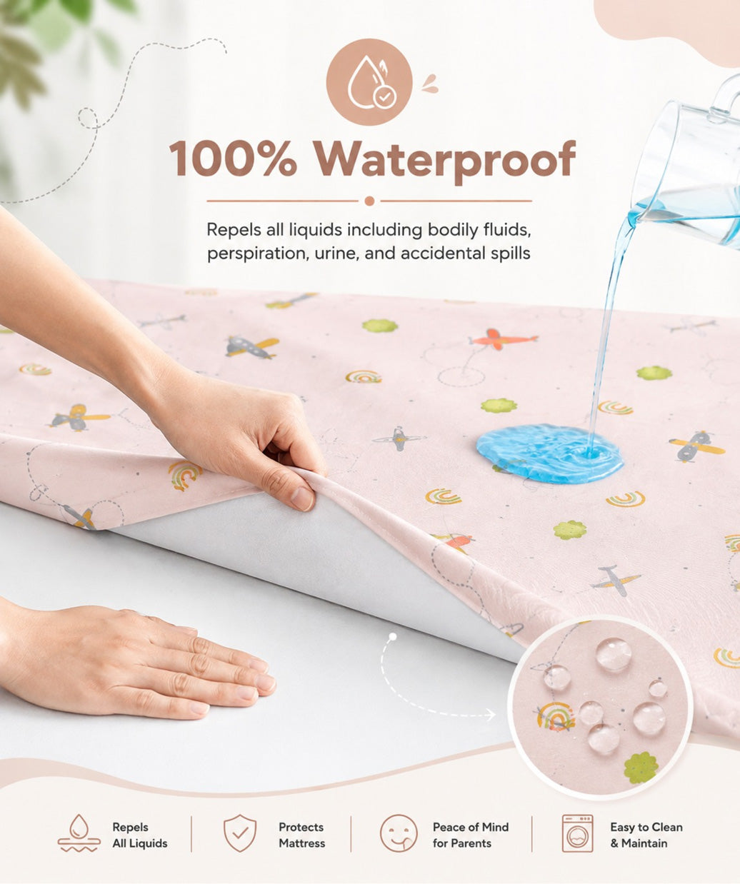 Poplin Cotton  Dohar (Premium Bed Protector) - Salsa Rose Airjet