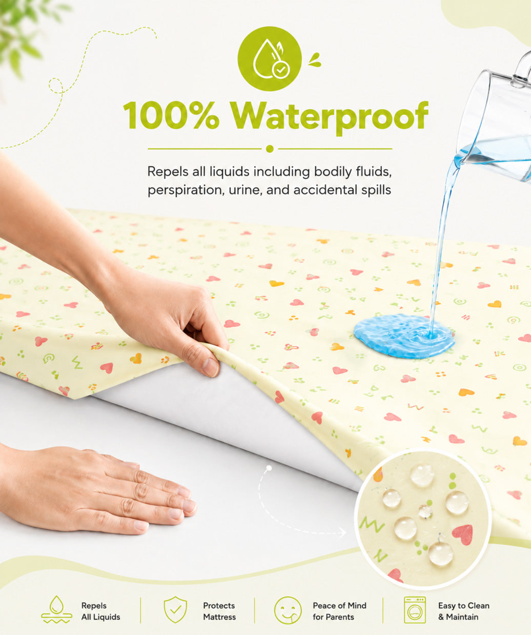 Poplin Cotton  Dohar (Premium Bed Protector) - Lt. Yellow Contours