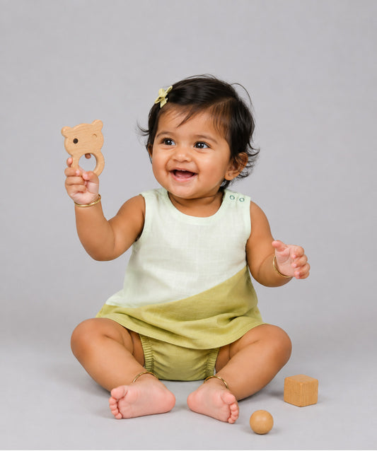 Muslin Frock (Duo) Panty Combo - Palm Green