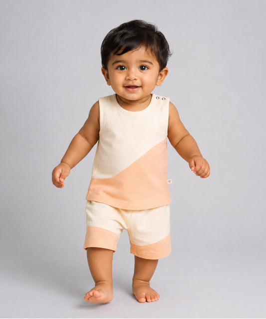 Organic Cotton Duo Jabla-Shorts Set Sleeveless - Vanilla