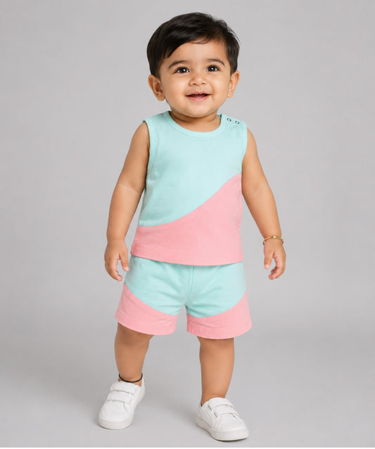Organic Cotton Duo Jabla-Shorts Set Sleeveless - Mint
