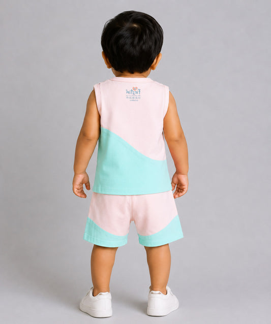 Organic Cotton Duo Jabla-Shorts Set Sleeveless - Salsa Rose