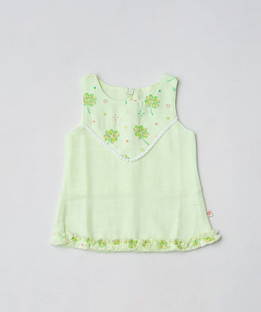 Muslin Boho Frock - Fluo Green Buttercup