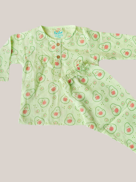 Muslin Pyjamas Set - Fluo Green Avocado