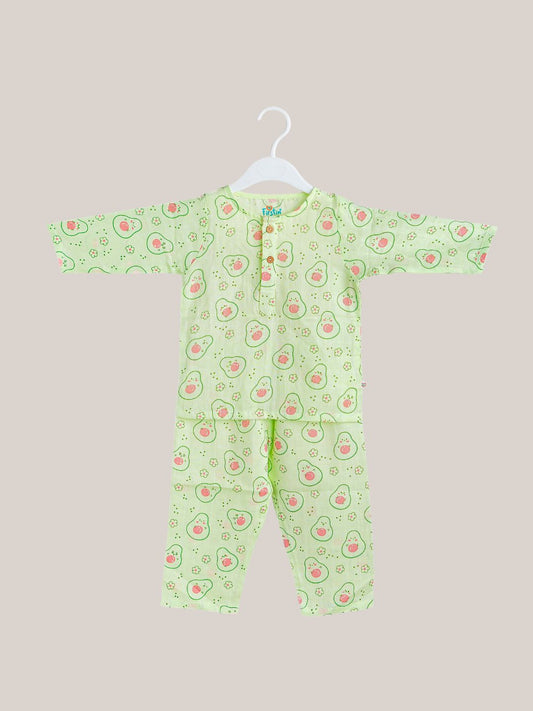 Muslin Pyjamas Set - Fluo Green Avocado